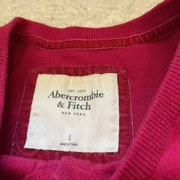 Vintage y2k Abercrombie & Fitch Women's Small Cardigan Sweater Pink Fringe - Picture 6 of 6